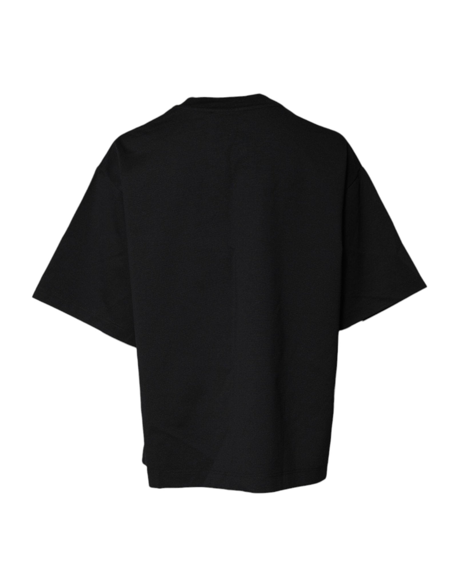 Dolce & Gabbana Black Printed Cotton Crew Neck Tee T-shirt - Sandy Store ByNet