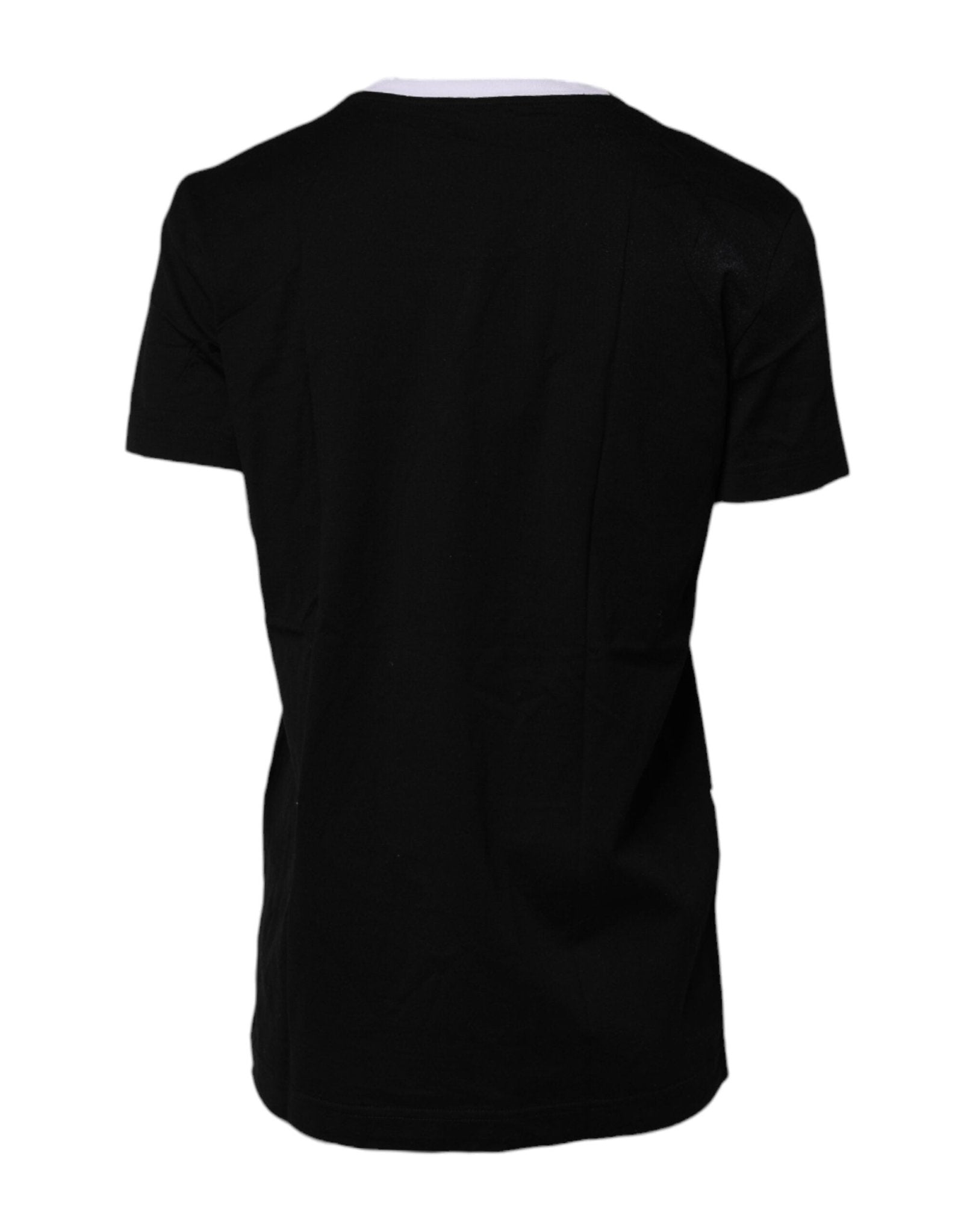 Dolce & Gabbana Black Printed Round Neck Top Cotton T-shirt - Sandy Store ByNet