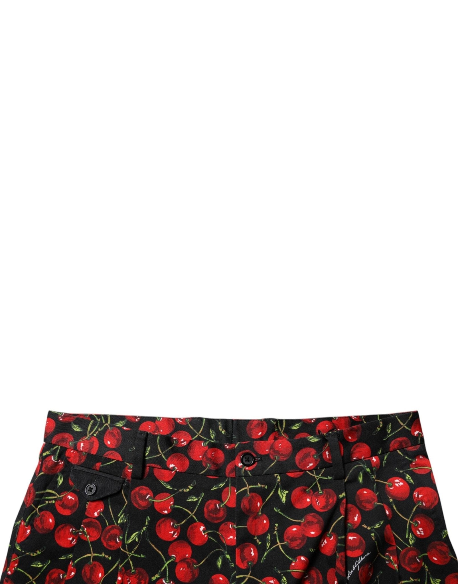 Dolce & Gabbana Black Red Cherry Print Bermuda Cotton Shorts - Sandy Store ByNet