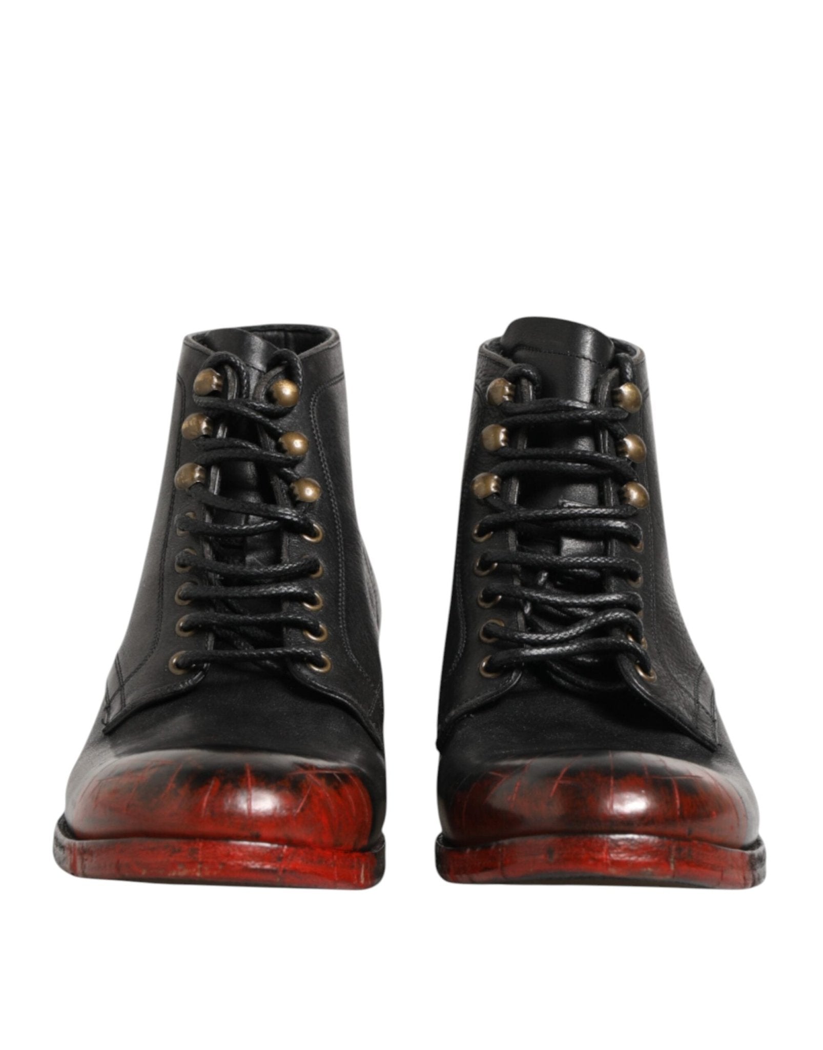 Dolce & Gabbana Black Red Lace Up Short Ankle Boot Shoes – EU44/US11 par Dolce & Gabbana | Disponible sur Sandy Store ByNet