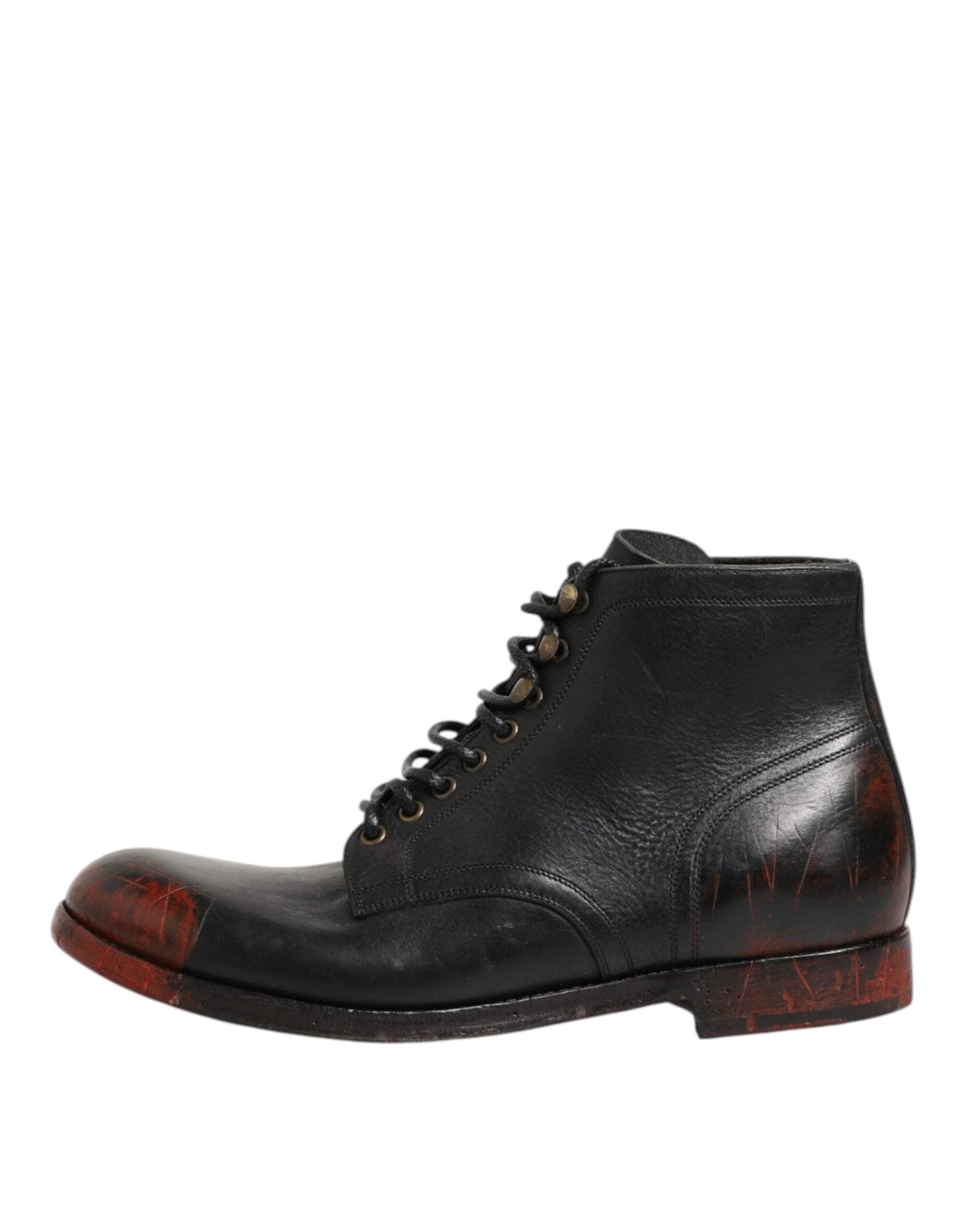 Dolce & Gabbana Black Red Lace Up Short Ankle Boot Shoes – EU44/US11 par Dolce & Gabbana | Disponible sur Sandy Store ByNet
