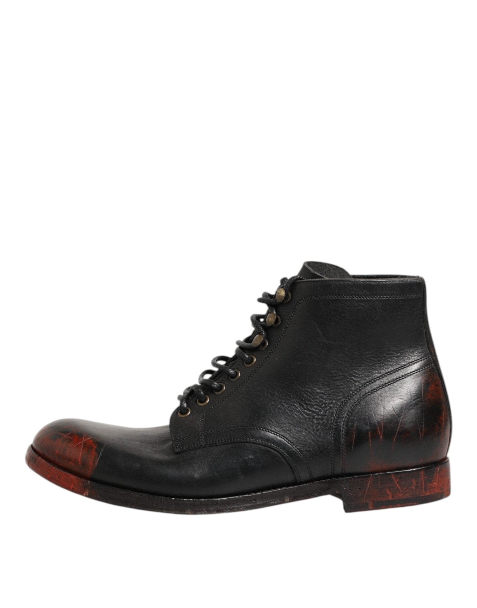 Dolce & Gabbana Black Red Lace Up Short Ankle Boot Shoes – EU44/US11 par Dolce & Gabbana | Disponible sur Sandy Store ByNet