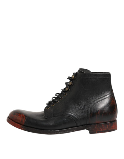 Dolce & Gabbana Black Red Lace Up Short Ankle Boot Shoes – EU44/US11 par Dolce & Gabbana | Disponible sur Sandy Store ByNet