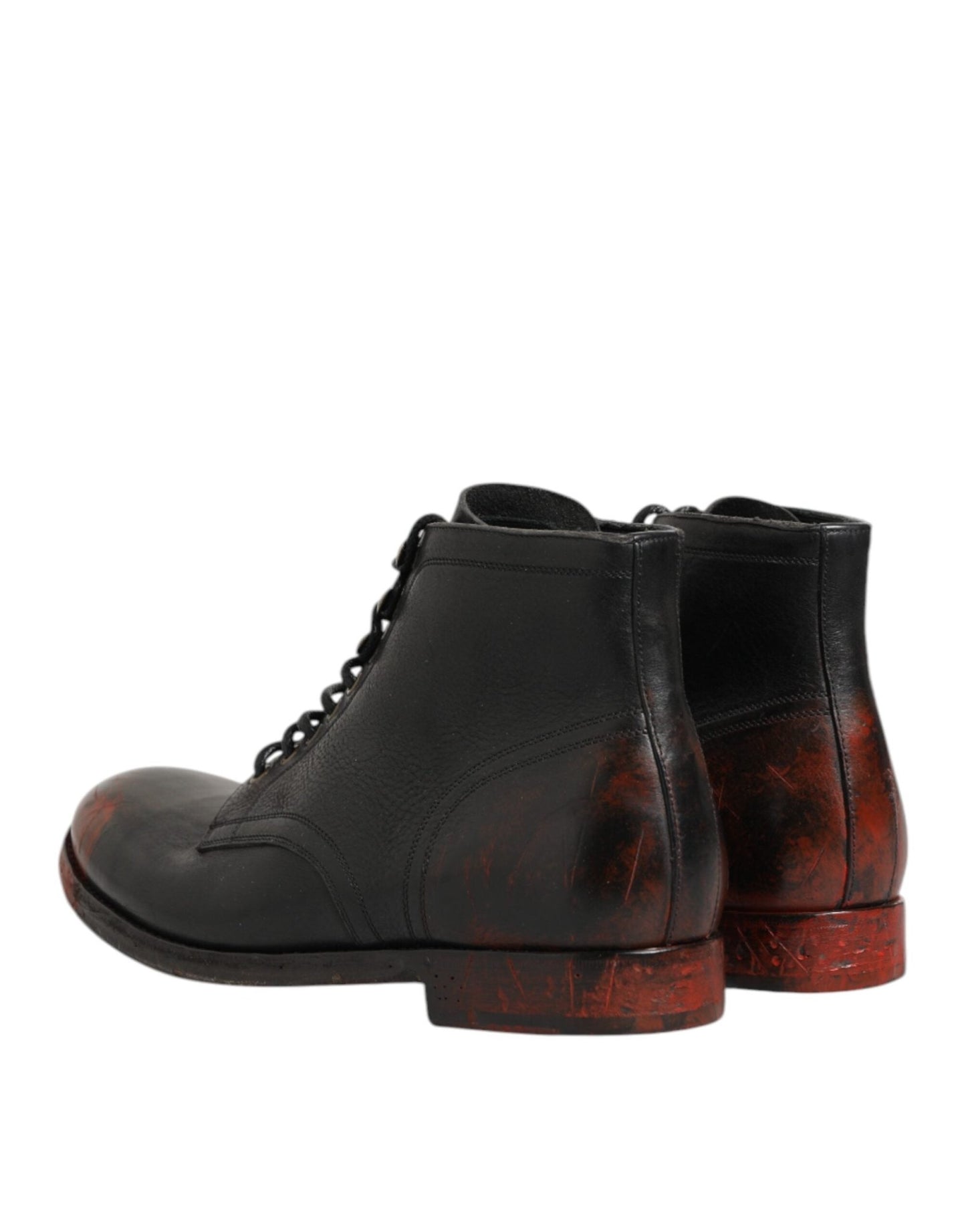 Dolce & Gabbana Black Red Lace Up Short Ankle Boot Shoes – EU44/US11 par Dolce & Gabbana | Disponible sur Sandy Store ByNet