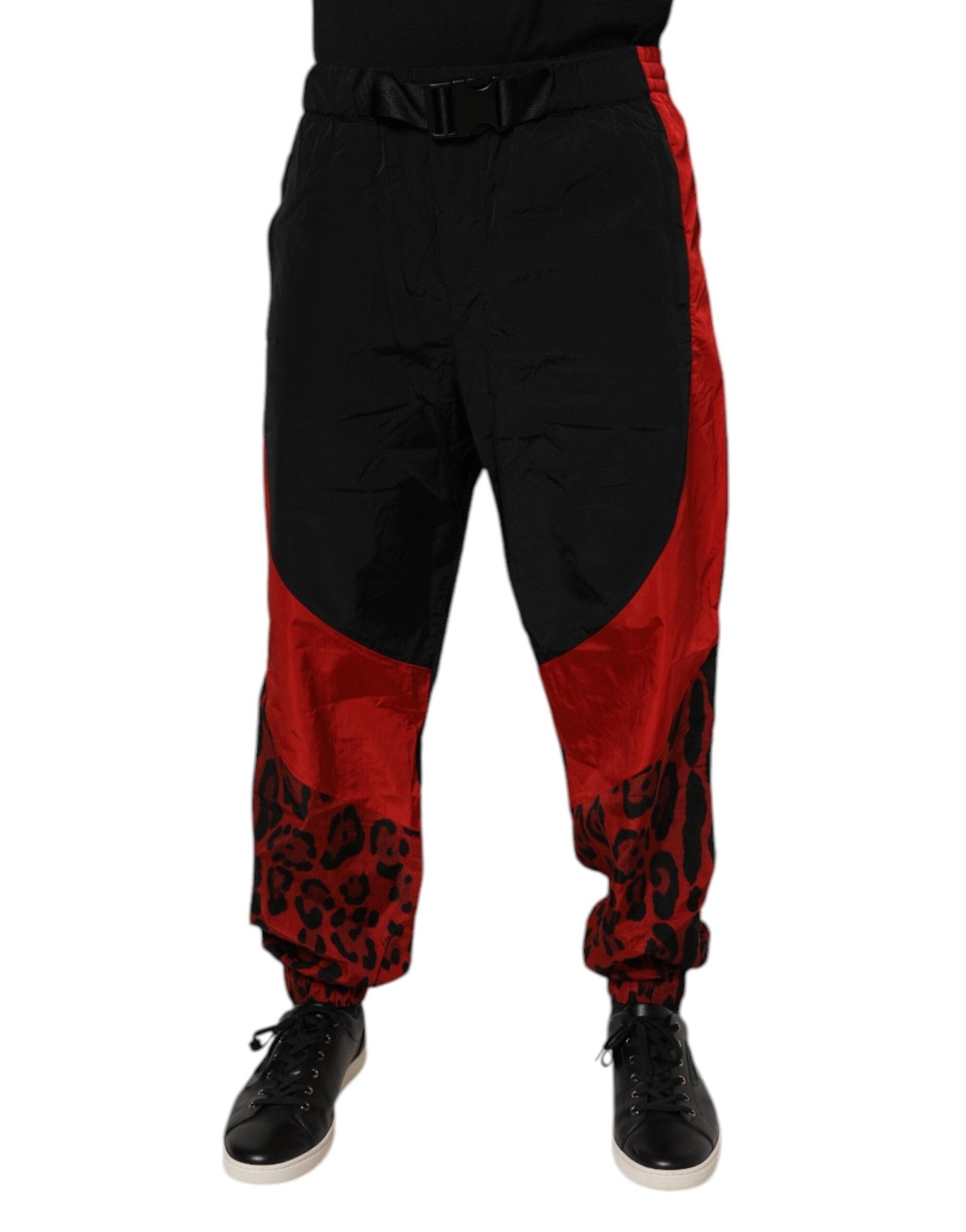 Dolce & Gabbana Black Red Leopard Jogger Sweatpants Pants - Sandy Store ByNet