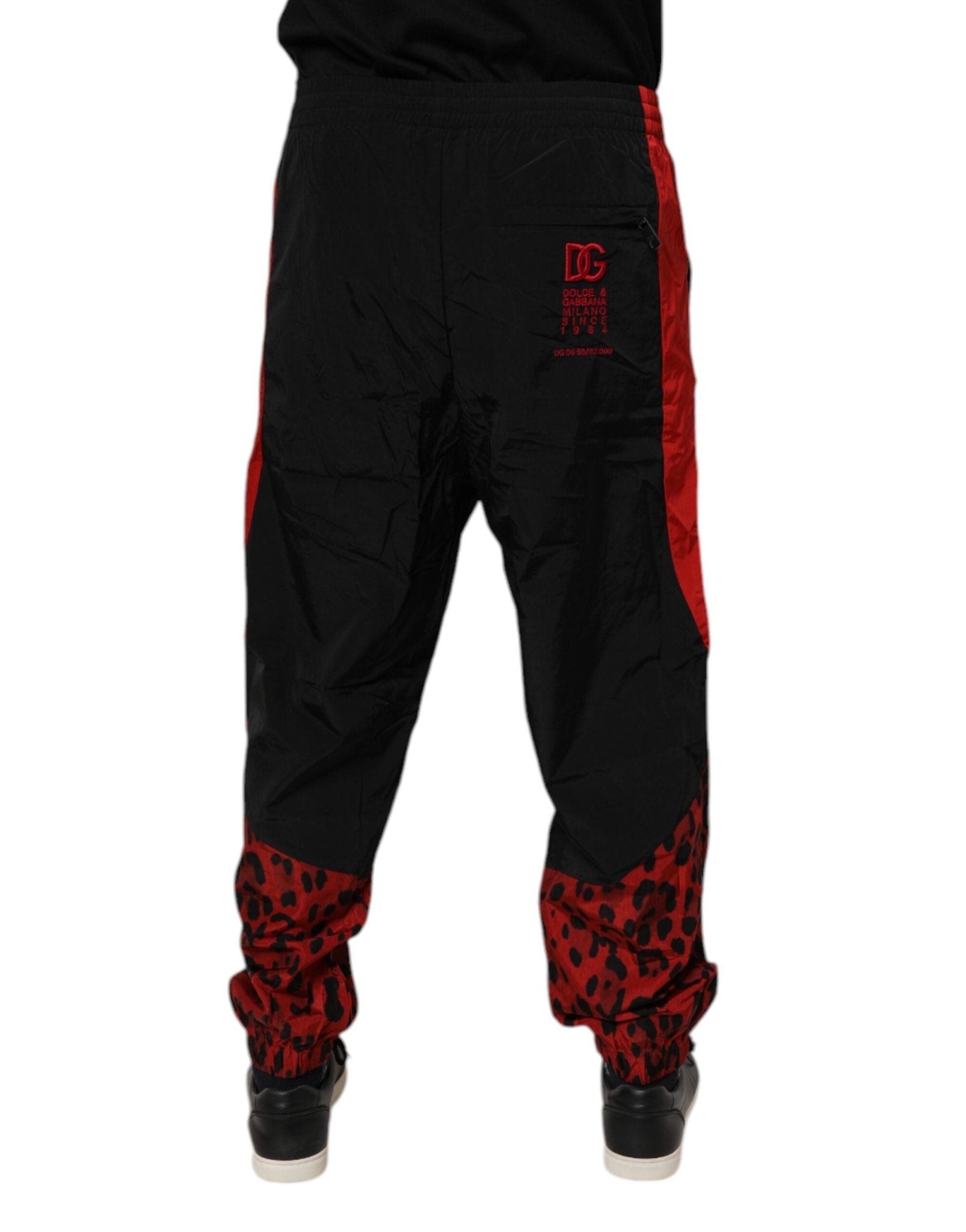 Dolce & Gabbana Black Red Leopard Jogger Sweatpants Pants - Sandy Store ByNet