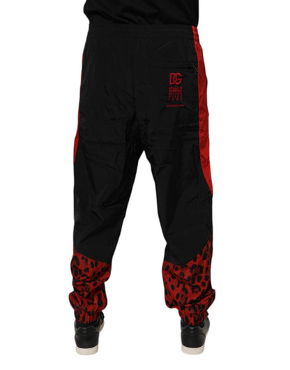Dolce & Gabbana Black Red Leopard Jogger Sweatpants Pants - Sandy Store ByNet