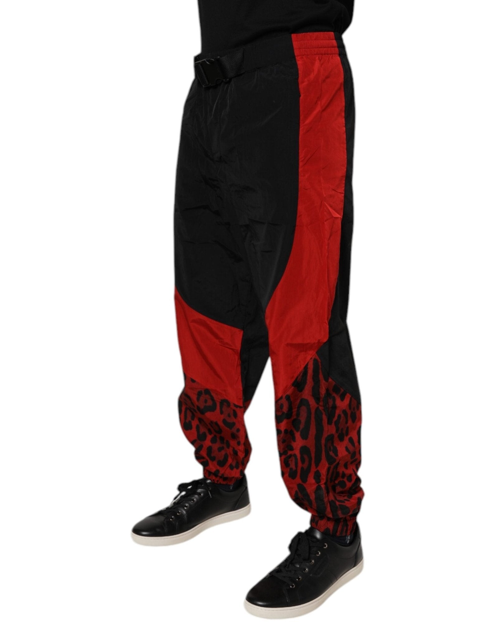Dolce & Gabbana Black Red Leopard Jogger Sweatpants Pants - Sandy Store ByNet