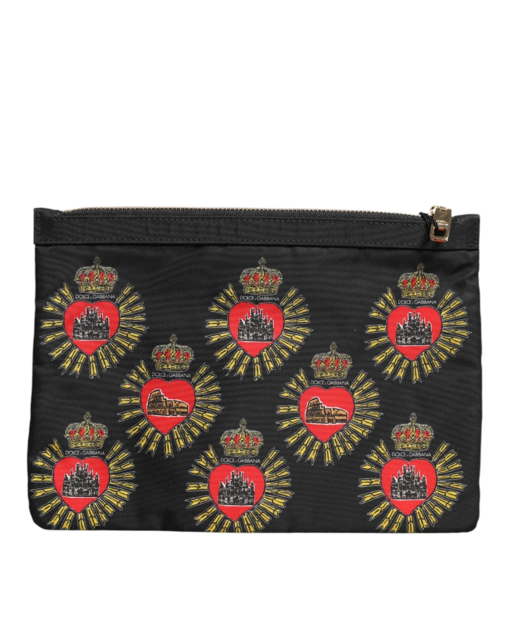 Dolce & Gabbana Black Red Nylon Sacred Heart Clutch Pouch Bag - Sandy Store ByNet