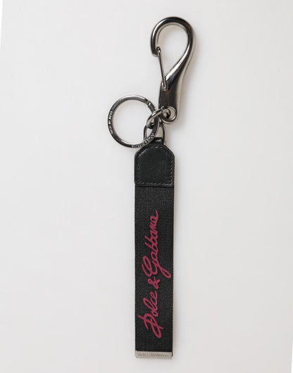 Dolce & Gabbana Black Red Polyester DG Logo Silver Men Keychain Keyring – par Dolce & Gabbana | Disponible sur Sandy Store ByNet
