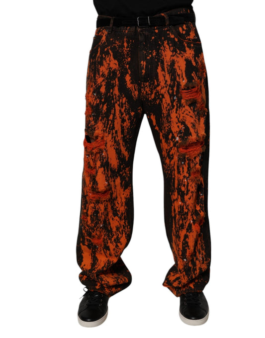 Dolce & Gabbana Black Red Tie Dye Cotton Straight Denim Jeans – IT48 | M par Dolce & Gabbana | Disponible sur Sandy Store ByNet