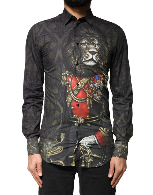Dolce & Gabbana Black Royal Pet Portrait GOLD Dress Shirt - Sandy Store ByNet