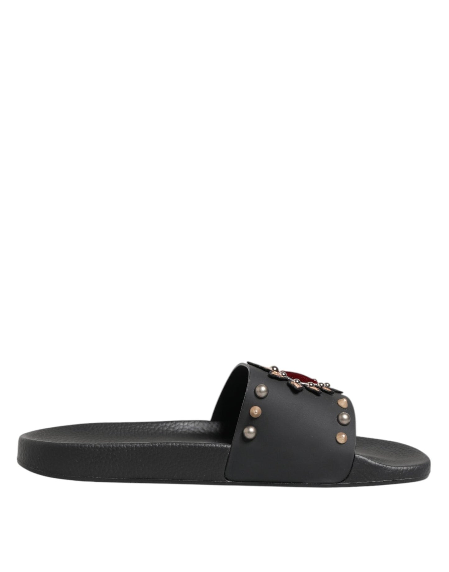 Dolce & Gabbana Black Rubber Sacred Heart Slides Men Beachwear Shoes – EU45/US12 par Dolce & Gabbana | Disponible sur Sandy Store ByNet