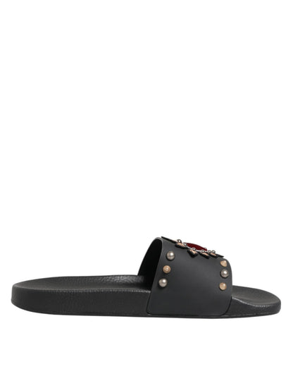 Dolce & Gabbana Black Rubber Sacred Heart Slides Men Beachwear Shoes – EU45/US12 par Dolce & Gabbana | Disponible sur Sandy Store ByNet