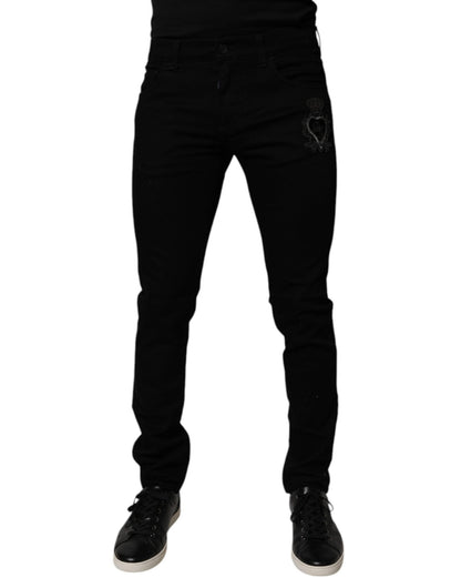 Dolce & Gabbana Black Sacred Heart Cotton Skinny Denim Jeans – IT56 | XXL par Dolce & Gabbana | Disponible sur Sandy Store ByNet