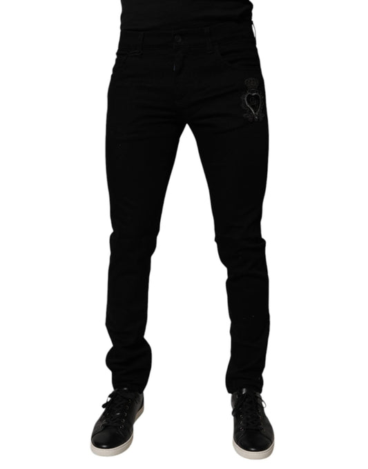 Dolce & Gabbana Black Sacred Heart Cotton Skinny Denim Jeans – IT56 | XXL par Dolce & Gabbana | Disponible sur Sandy Store ByNet