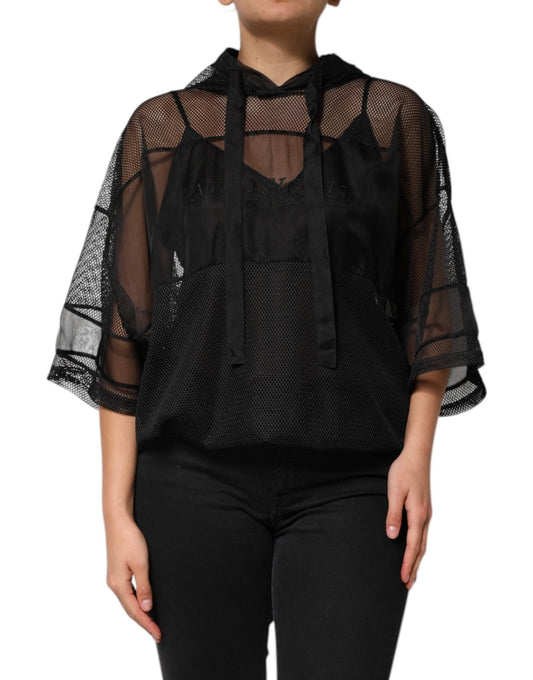Dolce & Gabbana Black See Through Hooded Pullover Sweater – IT40|S par Dolce & Gabbana | Disponible sur Sandy Store ByNet