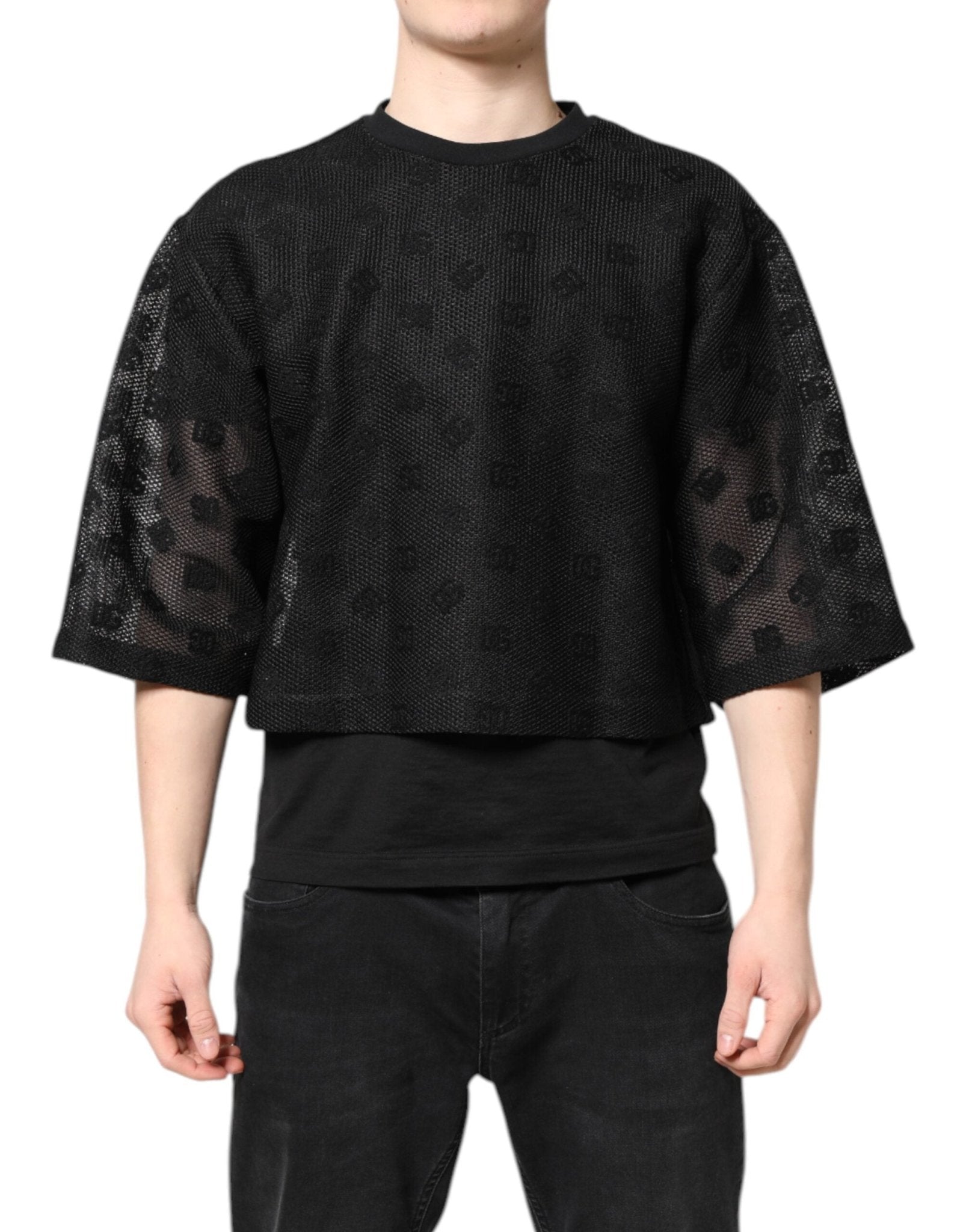 Dolce & Gabbana Black See Through Logo Short Sleeves T-shirt – IT50 | L par Dolce & Gabbana | Disponible sur Sandy Store ByNet