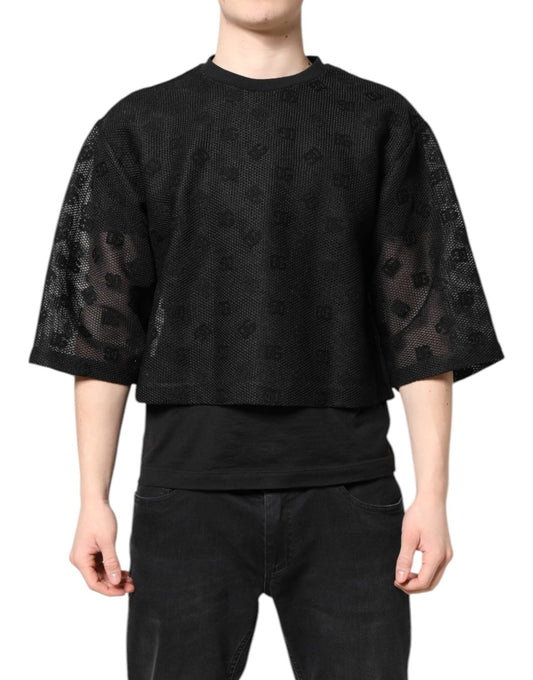 Dolce & Gabbana Black See Through Logo Short Sleeves T-shirt – IT50 | L par Dolce & Gabbana | Disponible sur Sandy Store ByNet