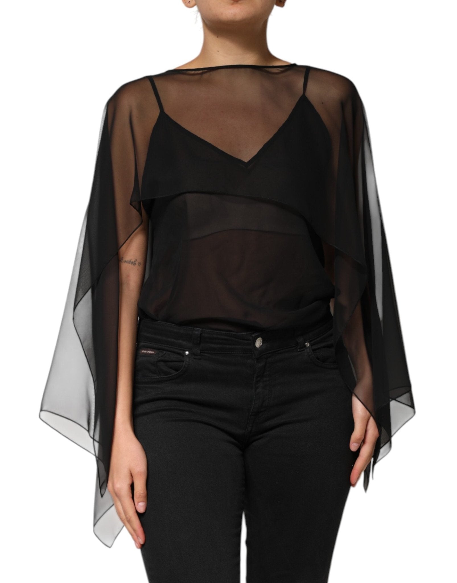 Dolce & Gabbana Black See Through Silk Chiffon Lace Blouse Top – IT40|S par Dolce & Gabbana | Disponible sur Sandy Store ByNet