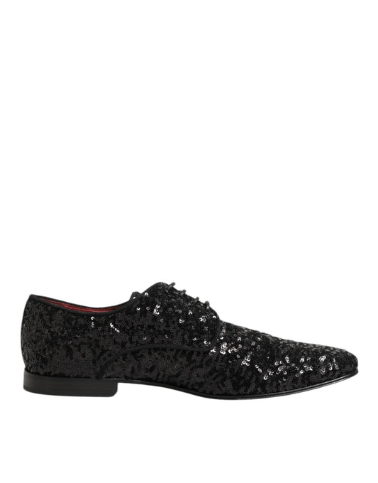 Dolce & Gabbana Black Sequined Lace Up Dress Men Derby Shoes – EU44/US11 par Dolce & Gabbana | Disponible sur Sandy Store ByNet
