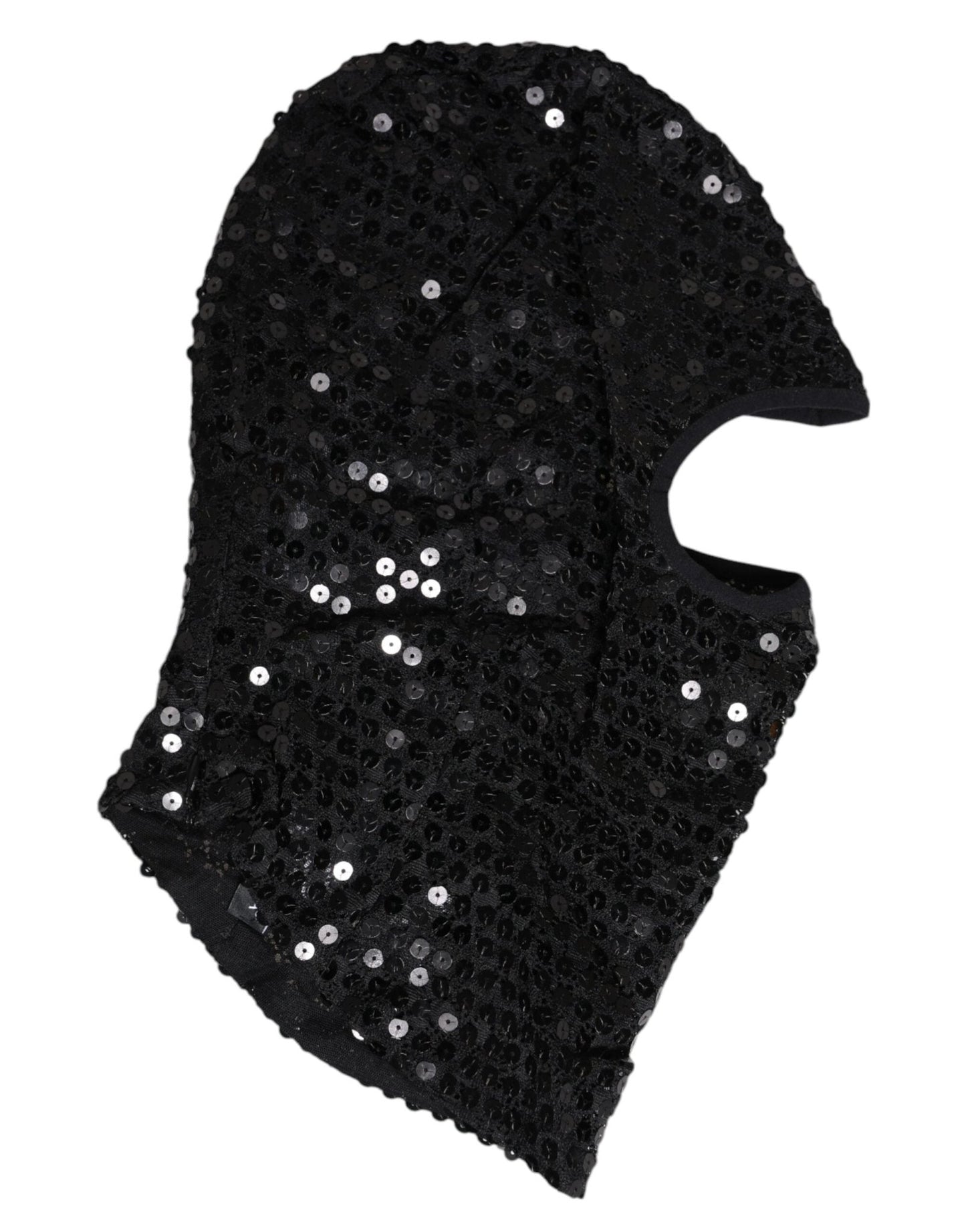 Dolce & Gabbana Black Sequined Nylon Ski Mask Balaclava Hat - Sandy Store ByNet