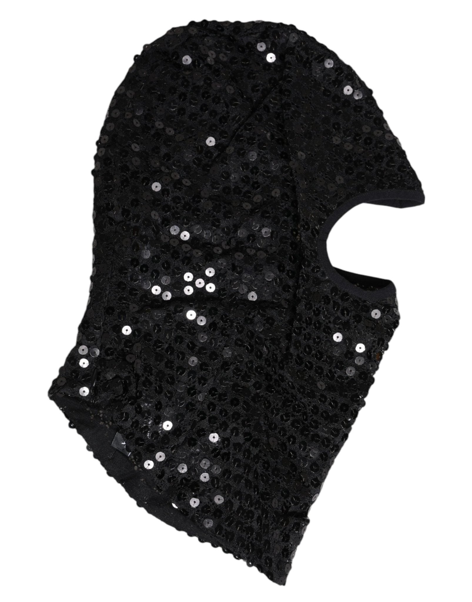 Dolce & Gabbana Black Sequined Nylon Ski Mask Balaclava Hat - Sandy Store ByNet
