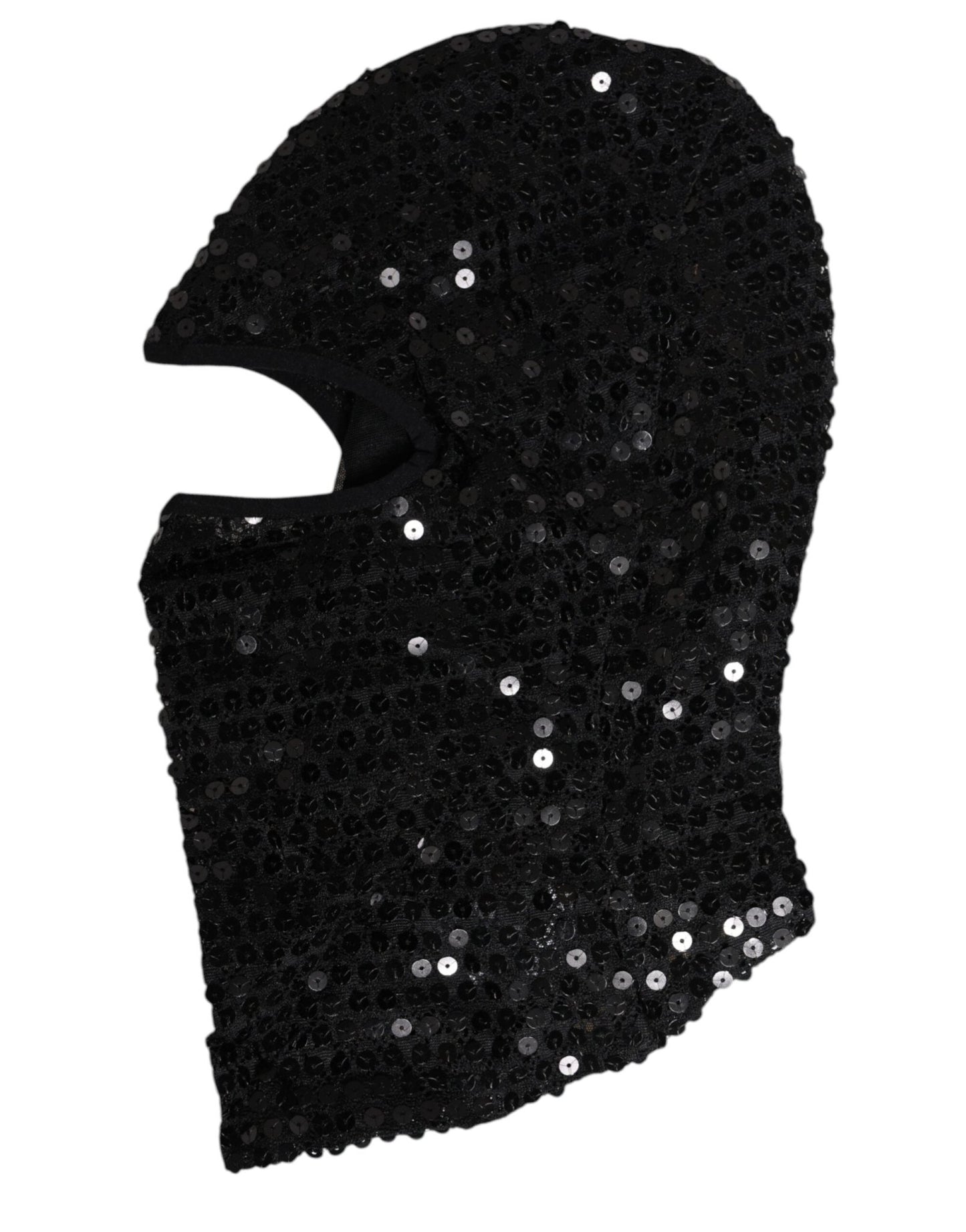 Dolce & Gabbana Black Sequined Nylon Ski Mask Balaclava Hat - Sandy Store ByNet