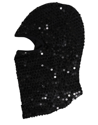 Dolce & Gabbana Black Sequined Nylon Ski Mask Balaclava Hat - Sandy Store ByNet