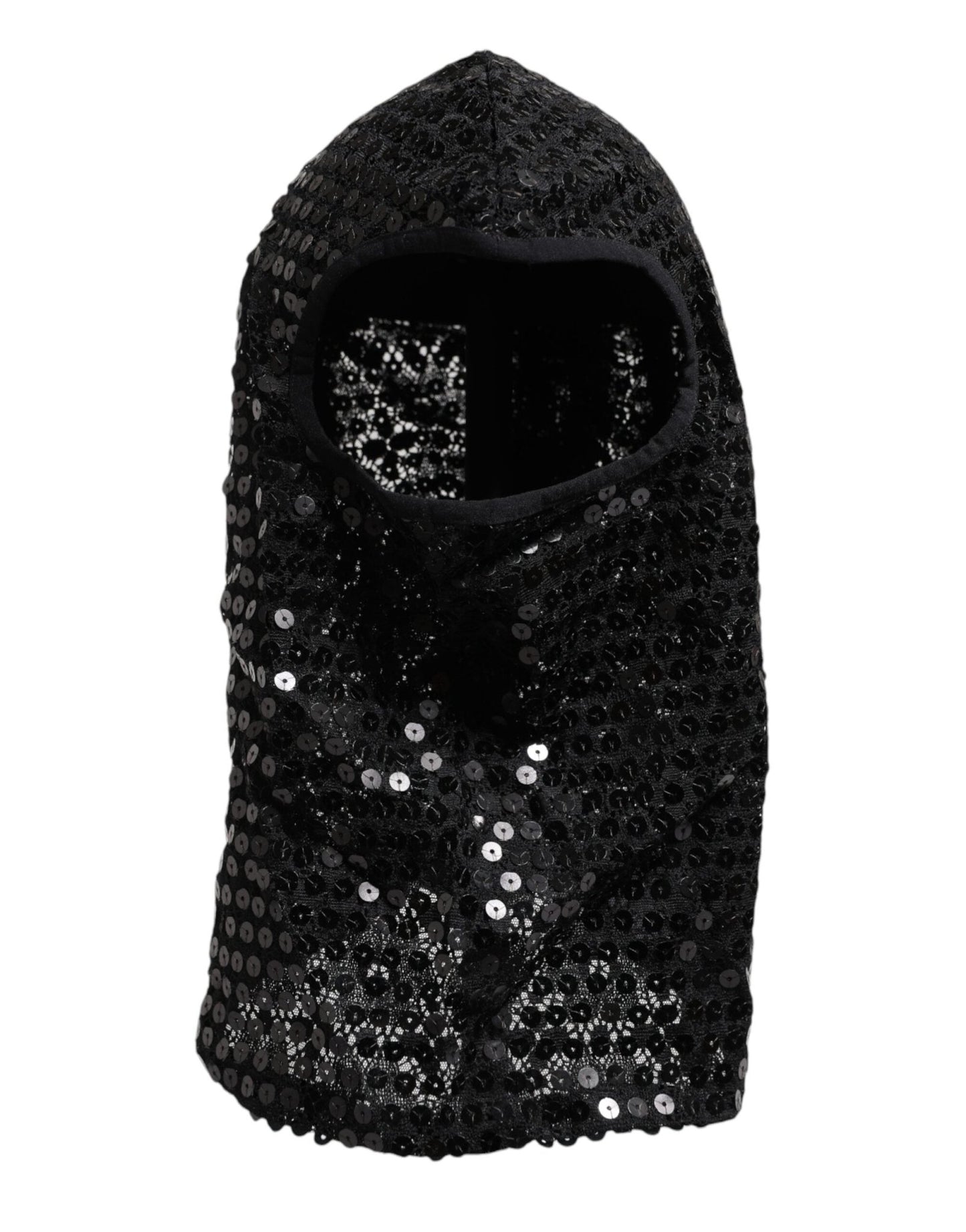 Dolce & Gabbana Black Sequined Nylon Ski Mask Balaclava Hat - Sandy Store ByNet
