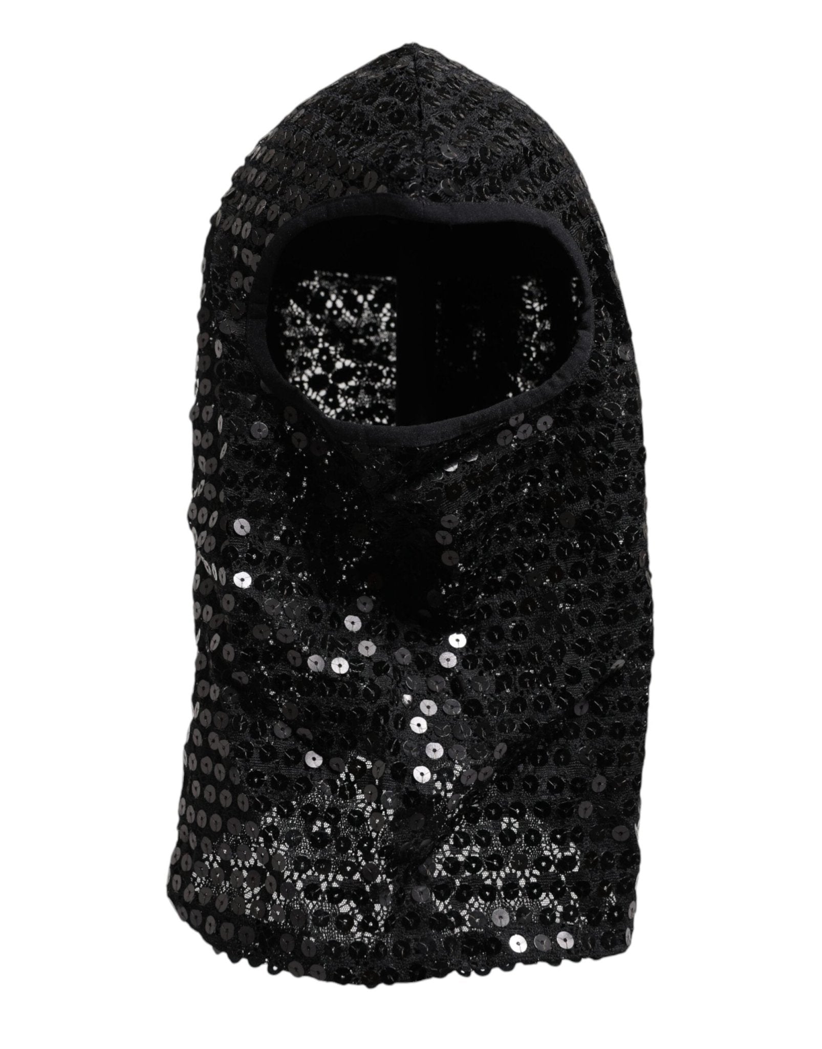 Dolce & Gabbana Black Sequined Nylon Ski Mask Balaclava Hat - Sandy Store ByNet