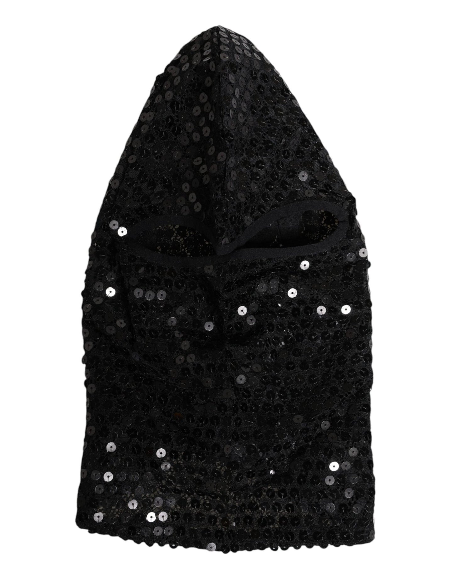 Dolce & Gabbana Black Sequined Nylon Ski Mask Balaclava Hat - Sandy Store ByNet