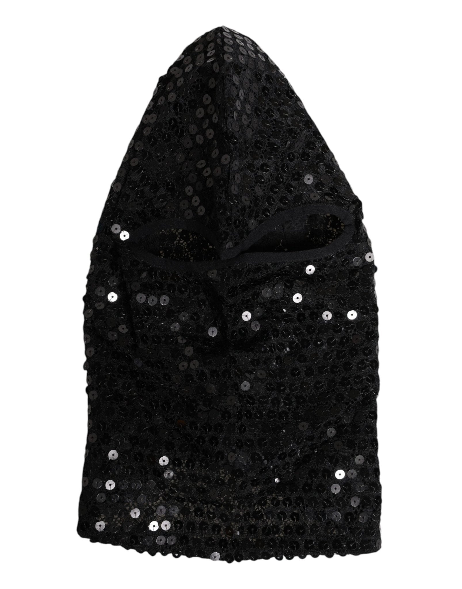 Dolce & Gabbana Black Sequined Nylon Ski Mask Balaclava Hat - Sandy Store ByNet