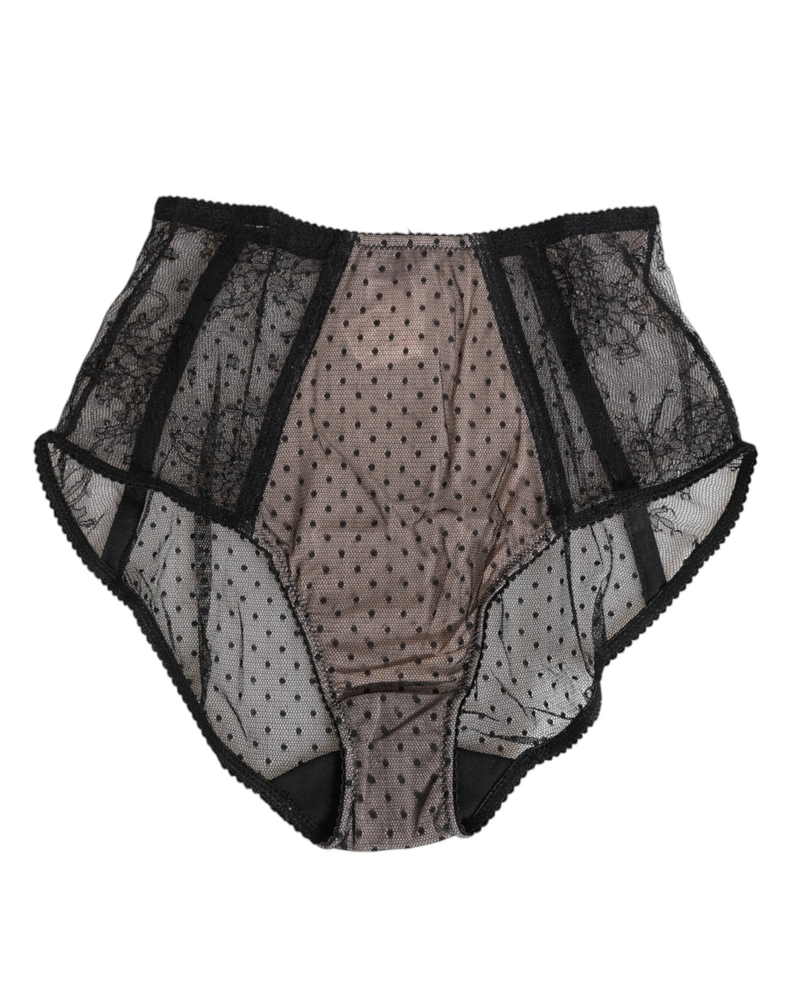 Dolce & Gabbana Black Sheer Polka Dot Lace High Waist Underwear – IT2 | S par Dolce & Gabbana | Disponible sur Sandy Store ByNet