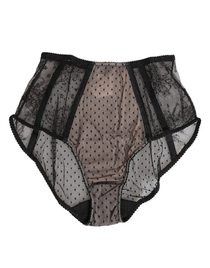 Dolce & Gabbana Black Sheer Polka Dot Lace High Waist Underwear – IT2 | S par Dolce & Gabbana | Disponible sur Sandy Store ByNet