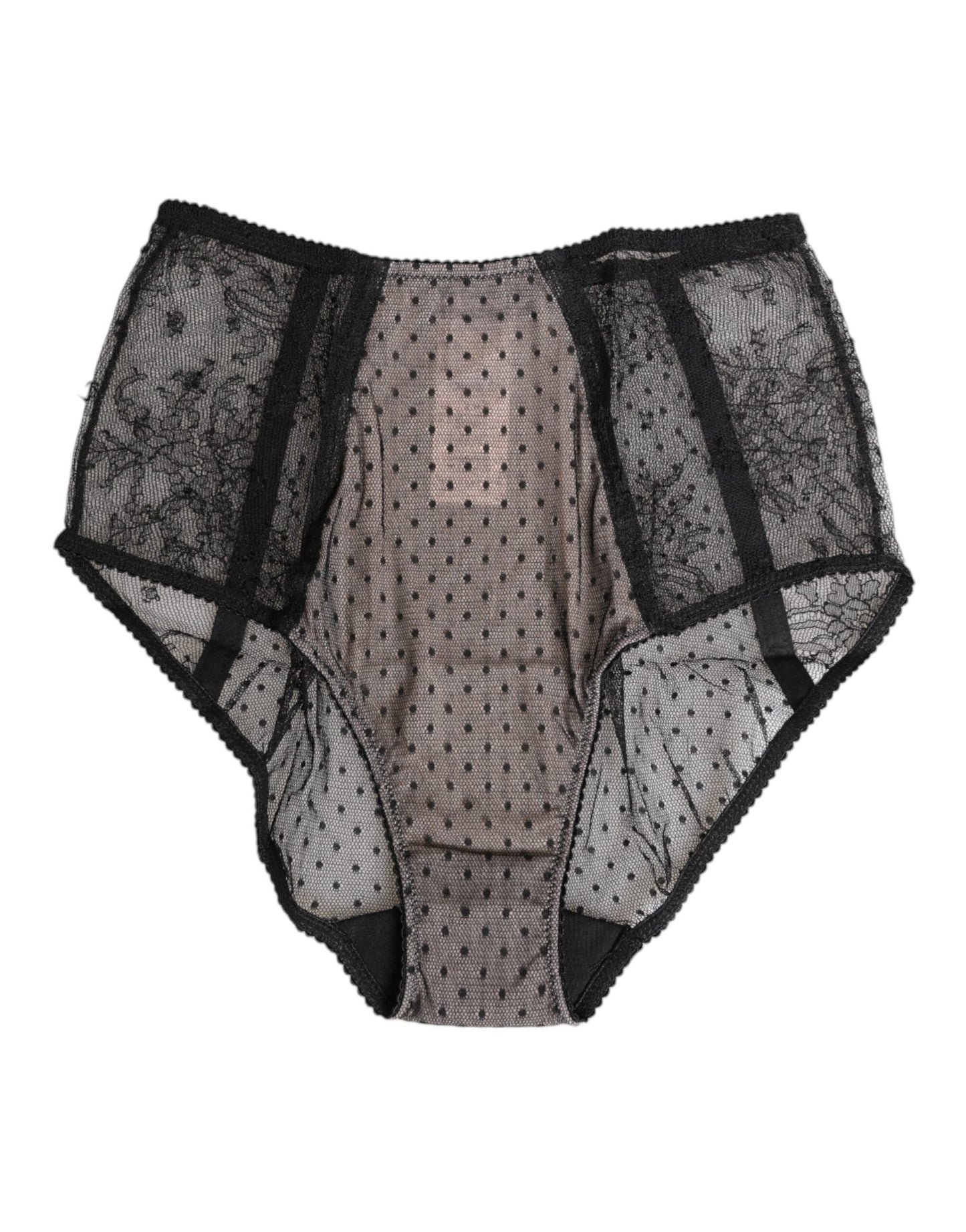 Dolce & Gabbana Black Sheer Polka Dot Lace High Waist Underwear – IT2 | S par Dolce & Gabbana | Disponible sur Sandy Store ByNet