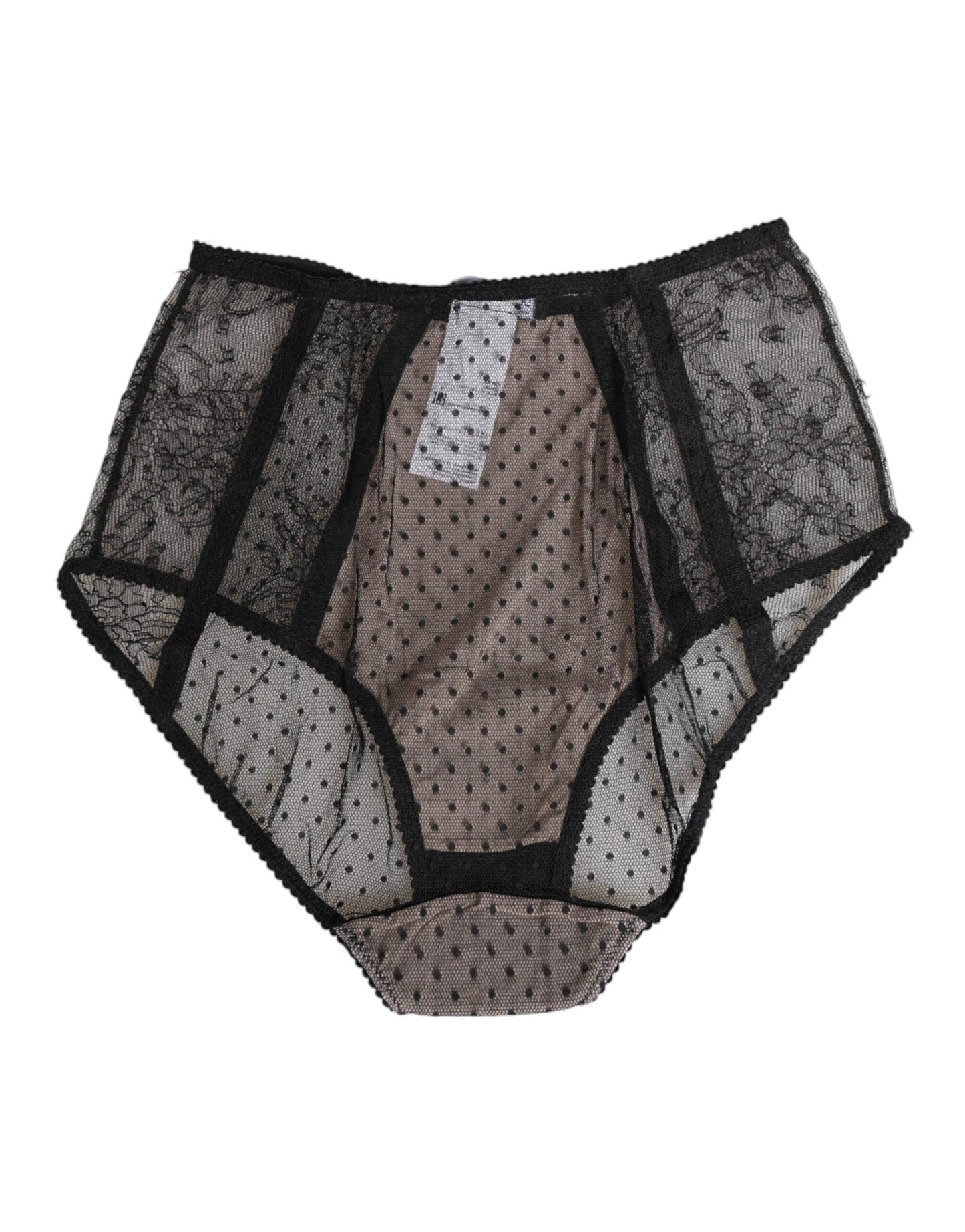 Dolce & Gabbana Black Sheer Polka Dot Lace High Waist Underwear – IT2 | S par Dolce & Gabbana | Disponible sur Sandy Store ByNet