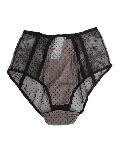 Dolce & Gabbana Black Sheer Polka Dot Lace High Waist Underwear – IT2 | S par Dolce & Gabbana | Disponible sur Sandy Store ByNet