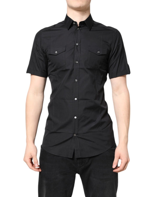 Dolce & Gabbana Black Short Sleeves Cotton GOLD Casual Shirt – IT39 | S par Dolce & Gabbana | Disponible sur Sandy Store ByNet