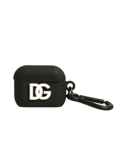 Dolce & Gabbana Black Silicone Rubber Logo Embossed Airpods Case – par Dolce & Gabbana | Disponible sur Sandy Store ByNet
