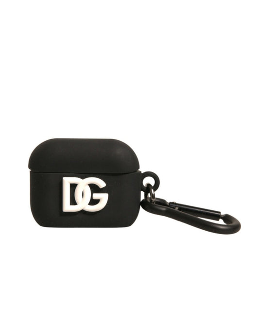 Dolce & Gabbana Black Silicone Rubber Logo Embossed Airpods Case – par Dolce & Gabbana | Disponible sur Sandy Store ByNet