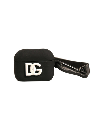 Dolce & Gabbana Black Silicone Rubber Logo Embossed Airpods Case – par Dolce & Gabbana | Disponible sur Sandy Store ByNet