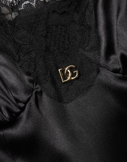 Dolce & Gabbana Black Silk Blend Lace Trim Sleeveless Mini Dress – IT36|XXS par Dolce & Gabbana | Disponible sur Sandy Store ByNet