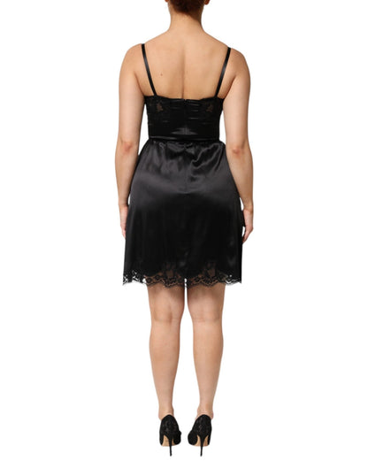 Dolce & Gabbana Black Silk Blend Lace Trim Sleeveless Mini Dress – IT36|XXS par Dolce & Gabbana | Disponible sur Sandy Store ByNet
