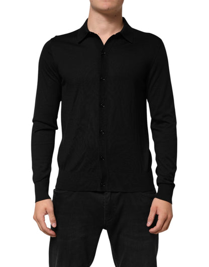 Dolce & Gabbana Black Silk Button Up Lightweight Sweater – IT48 | M par Dolce & Gabbana | Disponible sur Sandy Store ByNet