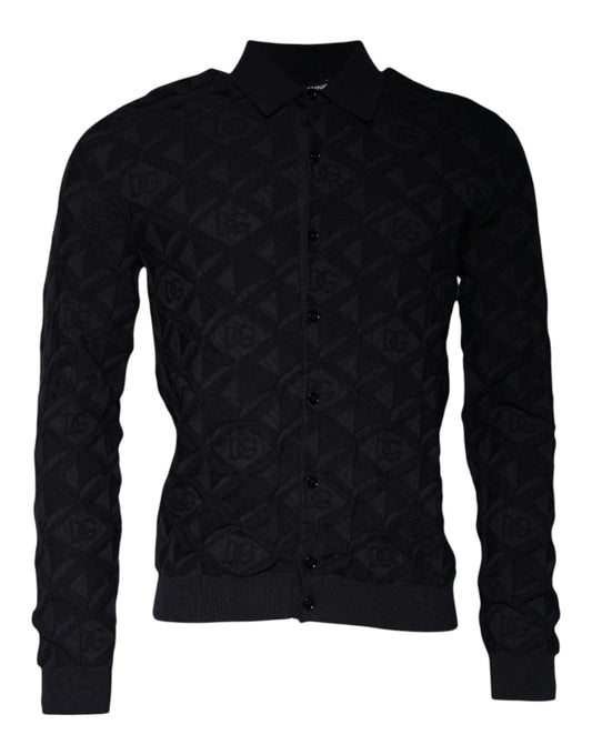 Dolce & Gabbana Black Silk Crew Neck Men Cardigan Sweater - Sandy Store ByNet