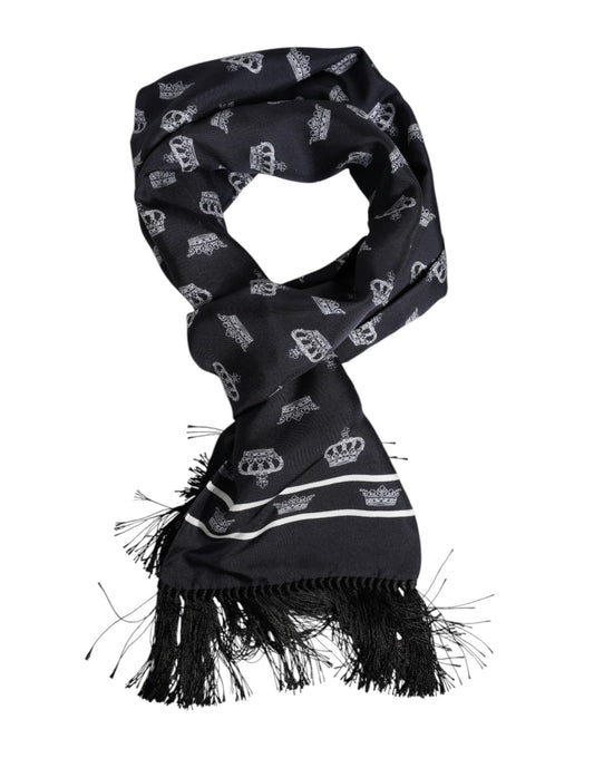 Dolce & Gabbana Black Silk Crown Fringes Men Foulard Scarf – par Dolce & Gabbana | Disponible sur Sandy Store ByNet