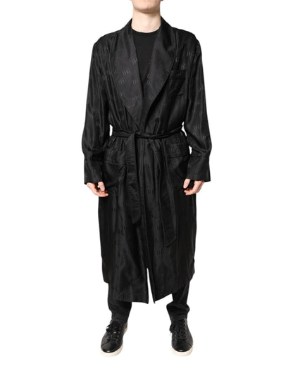 Dolce & Gabbana Black Silk DG Logo Men Wrap Robe Coat Jacket – IT46 | S par Dolce & Gabbana | Disponible sur Sandy Store ByNet
