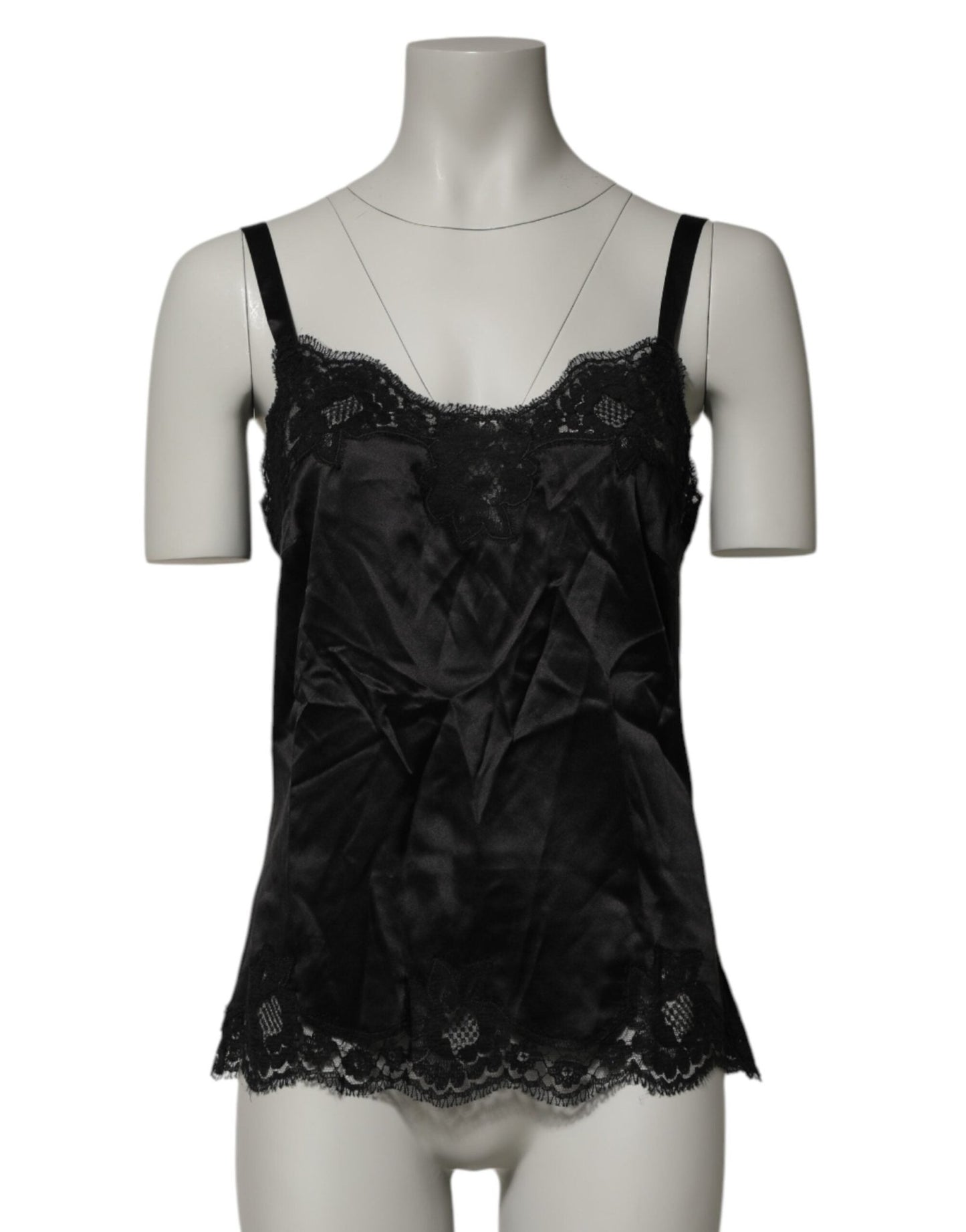 Dolce & Gabbana Black Silk Floral Lace Tank Lingerie Top Underwear – IT2 | S par Dolce & Gabbana | Disponible sur Sandy Store ByNet