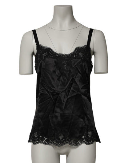 Dolce & Gabbana Black Silk Floral Lace Tank Lingerie Top Underwear – IT2 | S par Dolce & Gabbana | Disponible sur Sandy Store ByNet